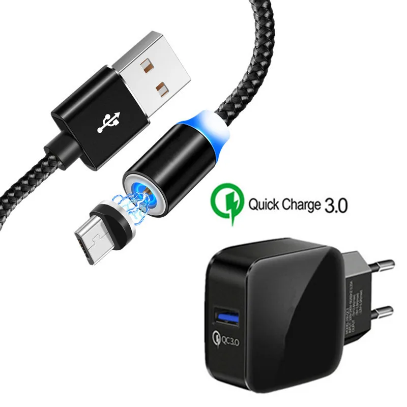 

For Samsung A10 A7 2018 A6 J6 J7 Neo Huawei Y9 Honor 9 lite 8X Android Mobile phone magnetic Micro USB Cable QC 3.0 Fast charger