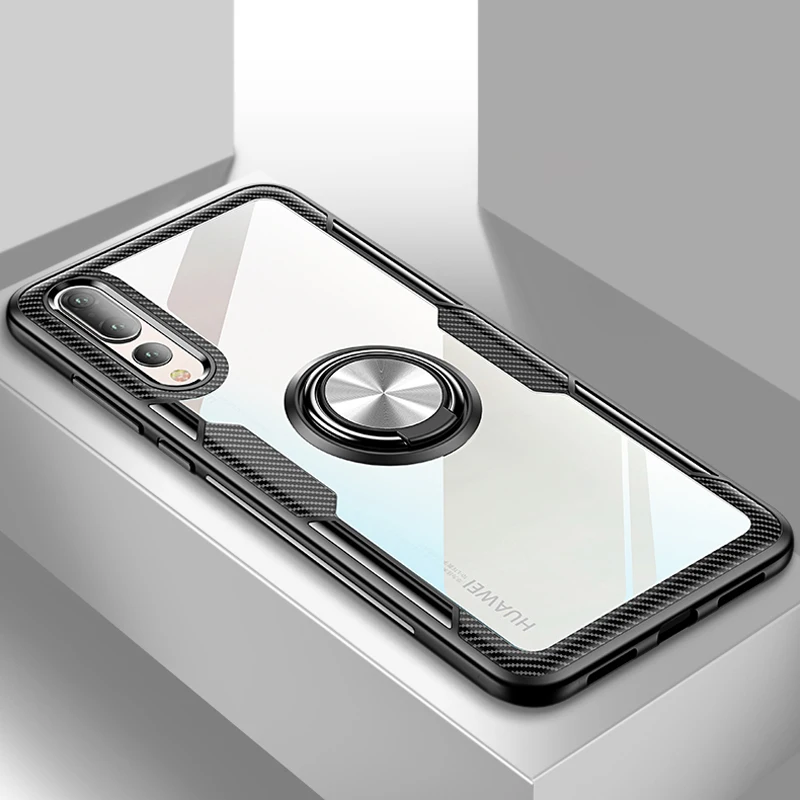 

Acrylic Soft Silicone Case For Huawei P20 Pro Lite P30 Mate 20 Armor Finger Ring Stand Cover Huawei P20Pro Case P20Lite Huwai On