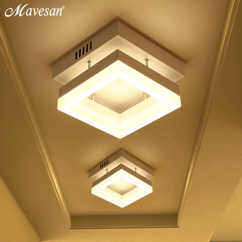 Потолочный светильник, Современная LED-лампа для освещения коридоров для ванной комнаты, гостиной, Круглый квадратный железный светильник, декоративные светильники, Lamparas De Techo