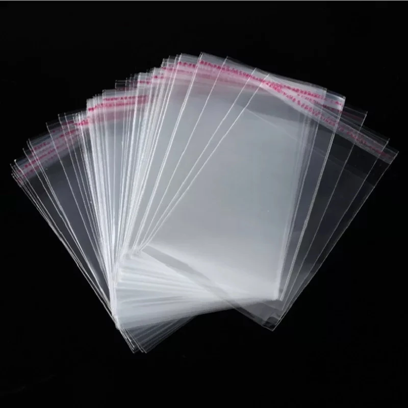 Bolsa autoadhesiva de celofán transparente, paquete de bolsas pequeñas de celofán transparente y grueso, Bolsas de polietileno de plástico OPP, venta al por mayor, 100/50 Uds.