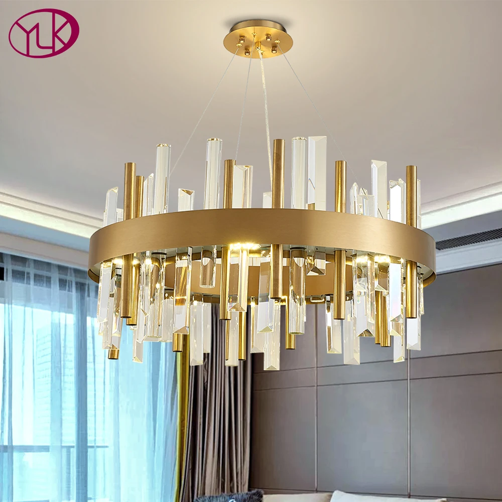 Modern LED Crystal Chandelier Lights For Living Room Hanging Ceiling Fixtures 