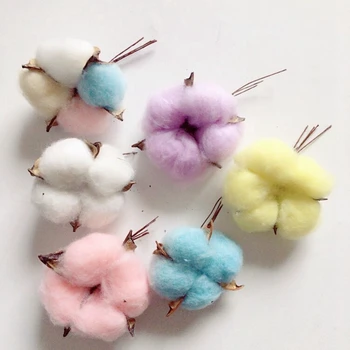 

5/10Pcs Natural Cotton Flower Dired Artificial Flowers Plants Colorful Wedding Christmas Home Wreath DIY Decor Florist Supplies