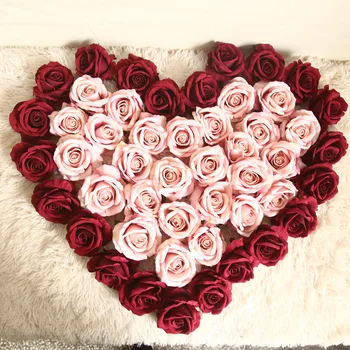 

30pcs/lot Large Artificial Rose Flower Heads Velvet Flower Wall Decor Background DIY Road Backdrop Wedding Home Decoration