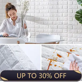 

3D Brick Textured Wall Sticker Wall Panels Decals Self-adhesive Waterproof Foam Wallpaper for TV Sofa Background Art Wall Decor