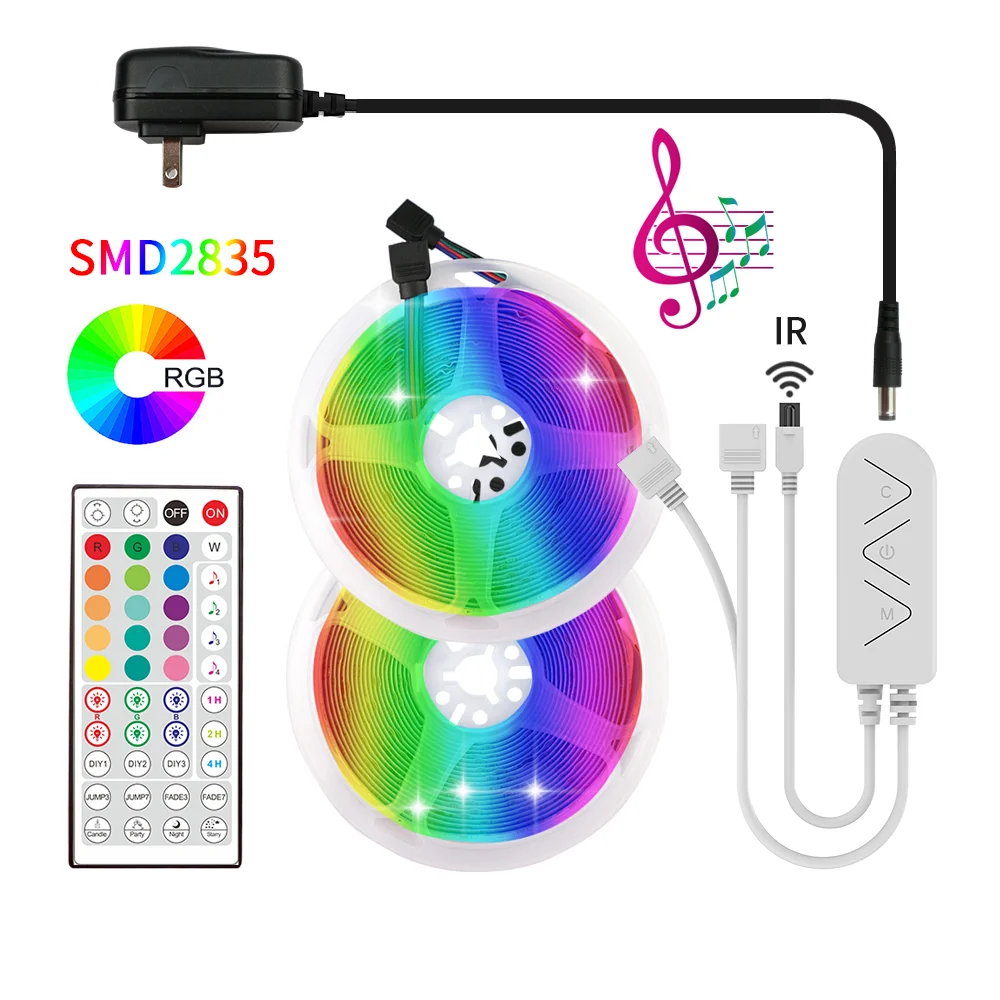 Dc12в SMD2835 Музыка RGB светодиодный ленточный светильник 10 м цветной сменный гибкий с