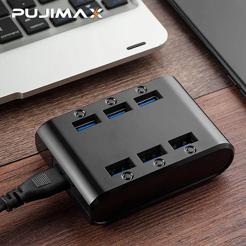 PUJIMAX 24 Вт 4.8A 6-Порты USB Зарядное устройство концентратор Мощность станции мобильного телефона Зарядное устройство для samsung huawei LG Iphone адаптер EU/US/UK Разъем