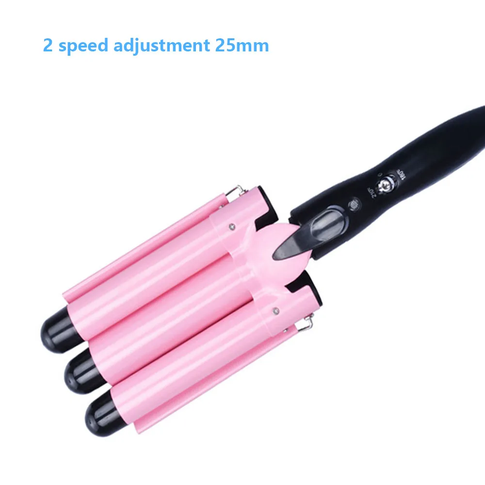 pink 25mm Профессиональные щипцы для завивки волос 20 мм-30 мм, керамические тройные щипцы для завивки волос, волнистые Инструменты для укладки волос, стайлер для волос - Цвет: pink 25mm