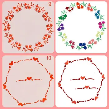 

24pcs/set Flower Wreath Drawing Template Ruler Stencil Painting Board DIY Album XXUD