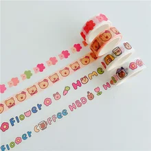 Bande adhésive Washi ours lettre anglaise, autocollant de légumes en larmes, mignon Kawaii, papeterie de décoration pour Scrapbook, pour carnet de notes, DIY bricolage 