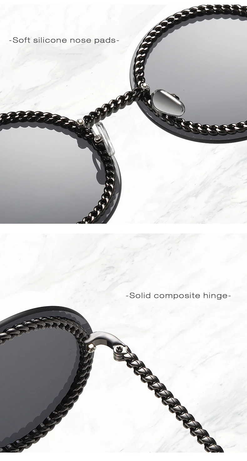 Vintage Round Sunglasses Women with Pearl Chain Accessory 2019 Luxury Brand Design Retro Gold Frame Sun Glasses Female Shades black sunglasses women