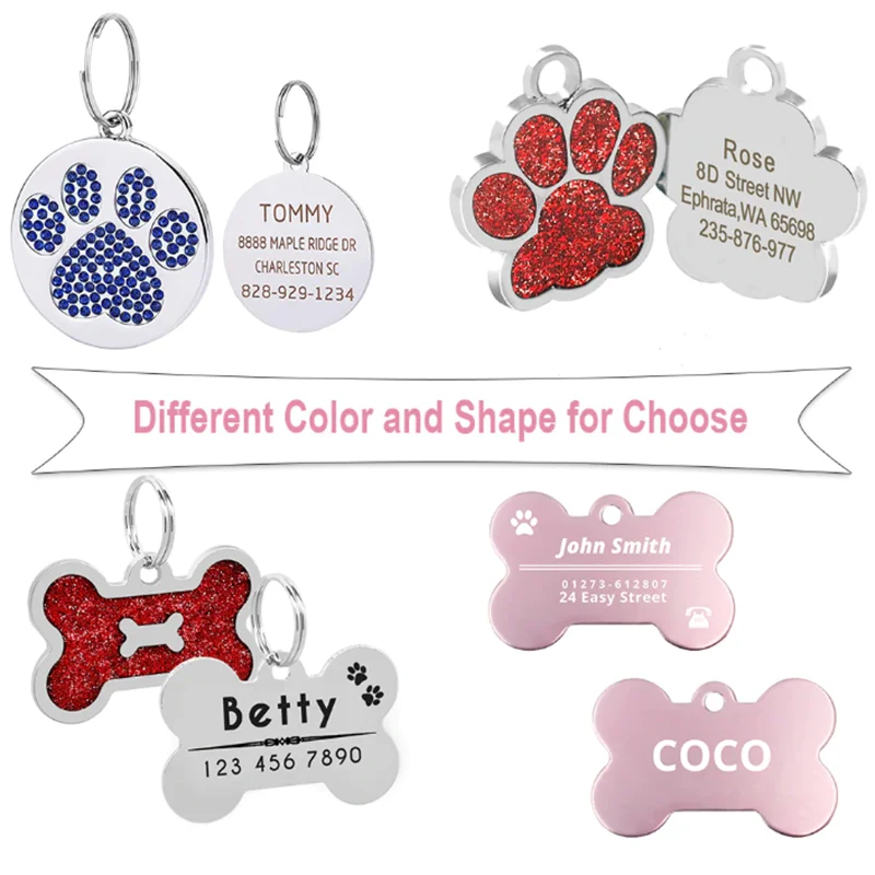 Pet Id Tags Personalized Address Tags For Dogs Cats Name Pet Id Collars