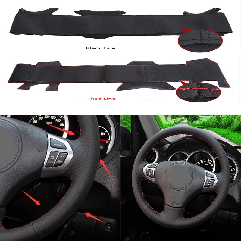 

DNHFC DIY Car Leather Steering Wheel Covers Needle and Thread Interior Accessories Kits For Suzuki Grand Vitara 2007-2013