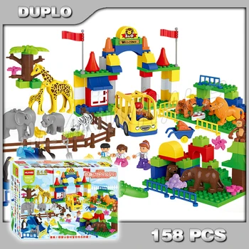 

158pcs My First Ville Big City Zoo Animals Park Forest Giraffe Figure Model Building Blocks Toy Brick Compatible with Duplo