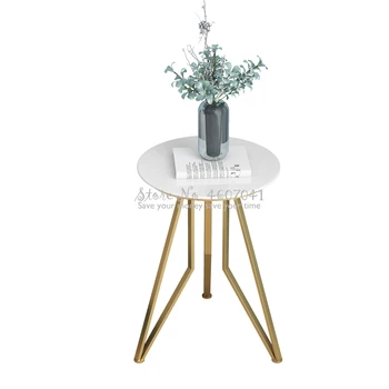 

Nordic simple wrought iron marble side sofa corner living room golden small coffee table creative small round table