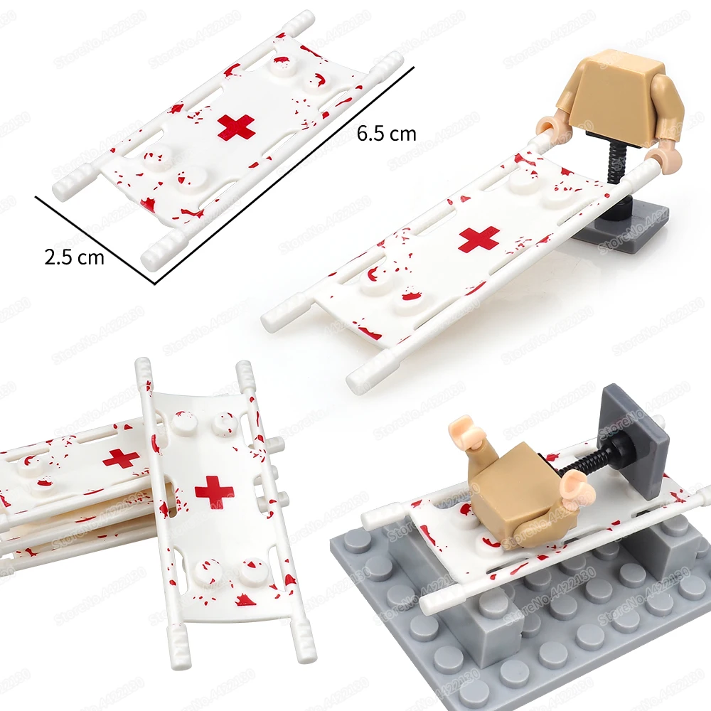Building Block Toys Building Block Toy Building Block Kits Military Stretcher Building Block Moc WW2 Battlefield First Aid Figures Soldier Delivery Equipment Scenes Model Child Gifts Toys