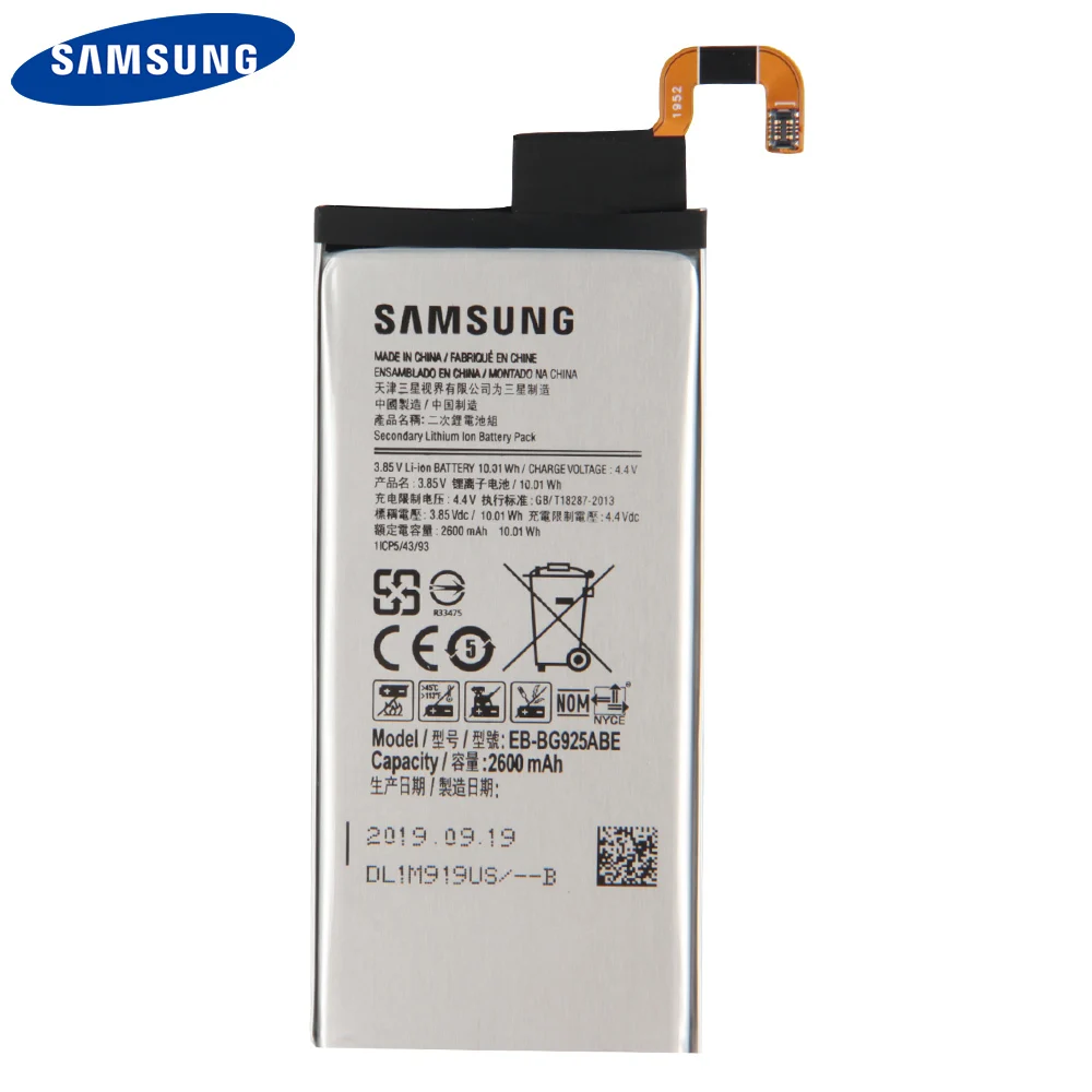 Оригинальный аккумулятор Samsung EB BG925ABE BG925ABA для GALAXY S6 край G9250 SM G925l G925F G925L G925K G925S G925A