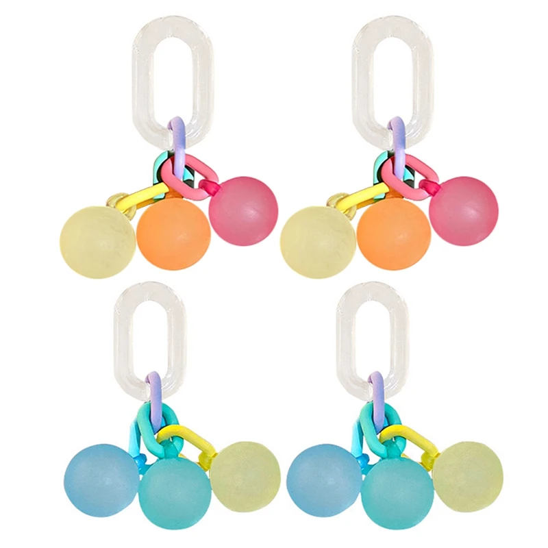 Exaggerated Fashion Personality Round Ball Long Earrings Colorful Acrylic Accessories