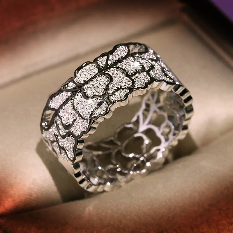 New-Fashion-Jewelry-Wedding-Rings-for-Women-Unique-Design-Hollow-Lace ...