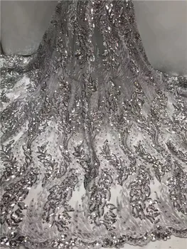 

Sequins Lace Fabric 2019 African Tulle Lace Fabric Embroidery African French Lace With Sequins For Nigerian Wedding Dress