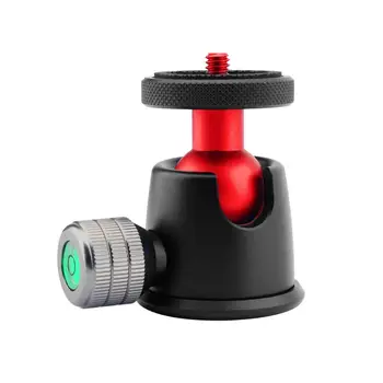 

Professional Tripod Ball Head with 1/4 Screw Bubble Level Volume Locking Button Ballhead 360° Pan 90° Tilt for DSLR Tripods