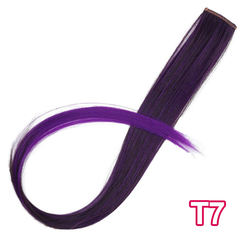 Энергичные длинные прямые волосы на заколках для наращивания, 20 дюймов, синтетические двухцветные накладные волосы для женщин и девушек - Цвет: T7