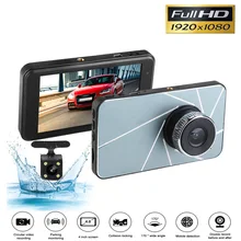 4K Dash Cam 4 дюйма с разрешением Full HD 1920x1080 Автомобильный видеорегистратор с Камера DVR Двойной объектив Ночное видение 24 часа в сутки для парковочной системы видеорегистратор g-сенсор Автомобильный видеорегистратор Камера