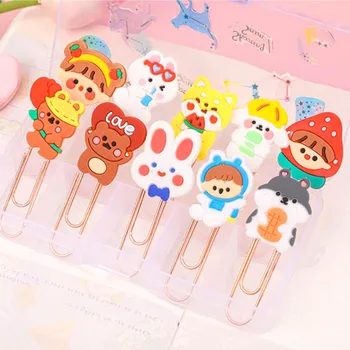 

100 Pcs/lot Cartoon Dog Rabbit Bear Hamster Girl Bookmark Cute Binder Clips Notes Letter Paper Clip Office school Supplies