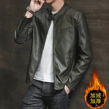 

Winter Plus Velvet Thick Leather Jacket Men's Slim Warm Fashion Hip Hop Leather Jackets Man Streetwear Motorcycle Jacket Men