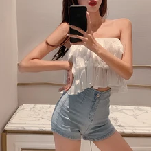 Гонконг вкус шик ретро хип-слот горячие брюки ремонт высота талии мыть джинсовые шорты