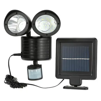 

22LED Double Head Solar Powered Wall Mount Light Low Power Consumption Super Bright Outdoor Garden Pathway Fence Light Lamp