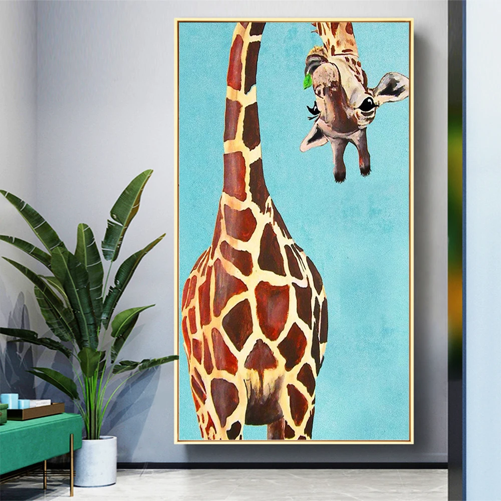 Wall Art Canvas Print Animal Picture Funny Deer Painting For Living Room Home Decor No Frame | Дом и сад