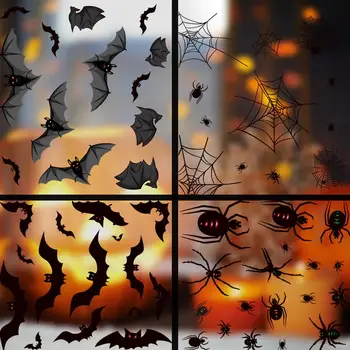 

1 Set Halloween Bat Spider Shape Removable Window Mirror Sticker Wall Decal Home Festival Theme Party Decor