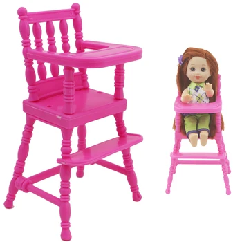

1 Set Pink Assembly Baby High Chair Nursery Furniture Dinner Toys Dollhouse Accessories for Barbie Doll Sister 1:12 Doll Toy