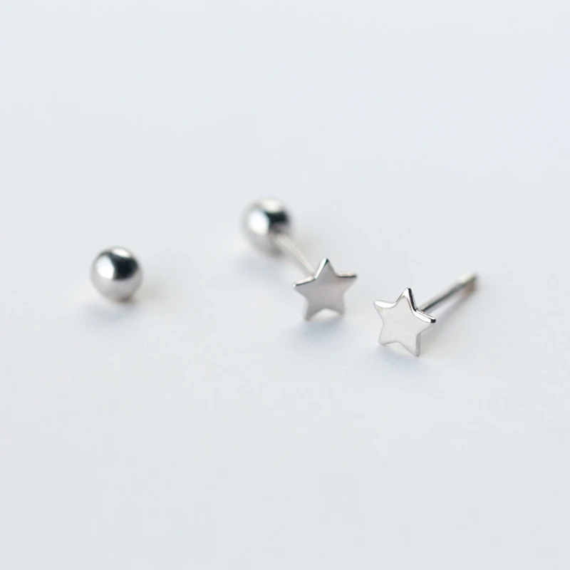 Modian изысканные простые милые звезды сердце и бусина модные миниатюрные серьги-гвоздики для женщин блестящие Роскошные ювелирные изделия из серебра S925 пробы