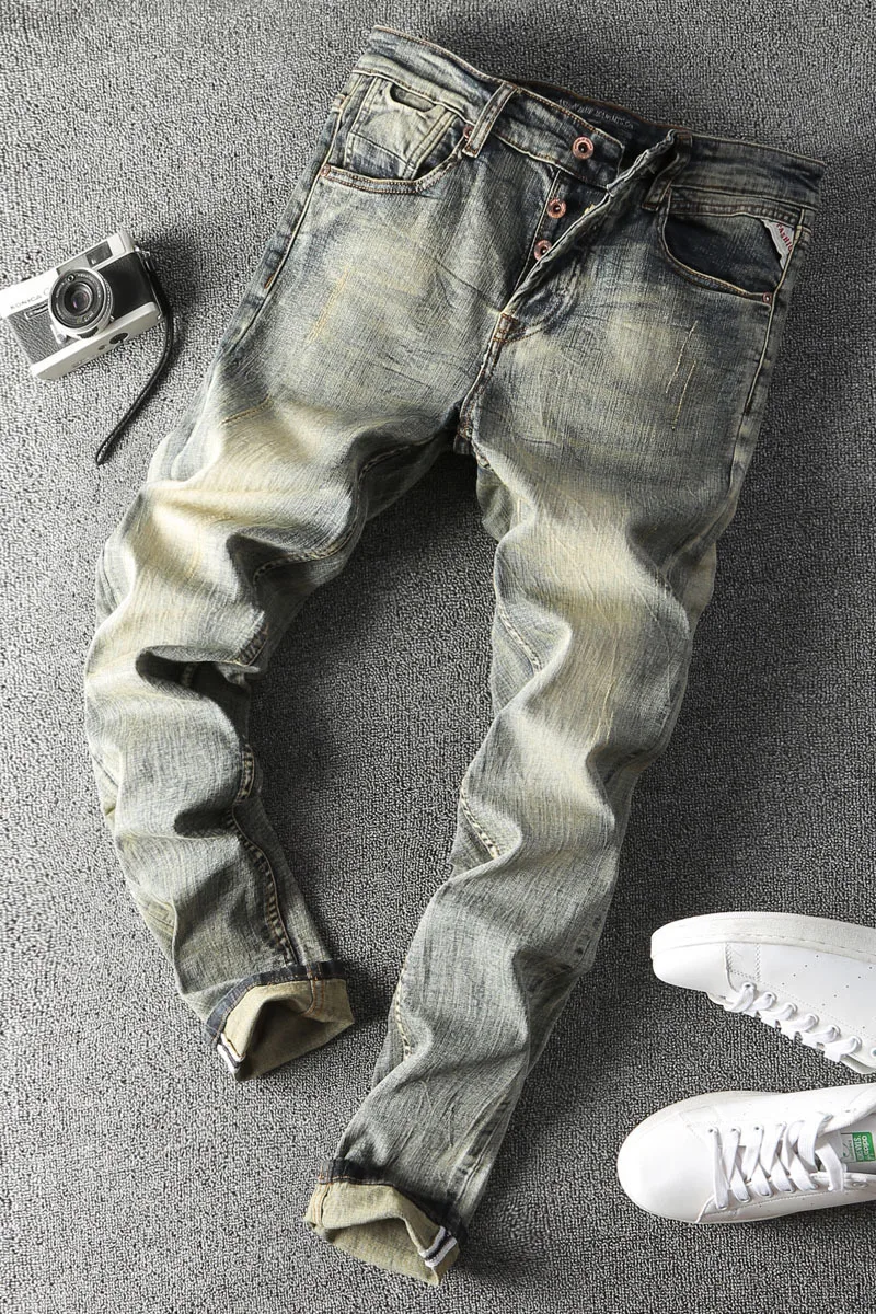 Lente уличная одежда Broek Hoge Kwaliteit джинсы Mannen Kleding узкие джинсы Mannen effeen Gat Heren джинсы Enkellange