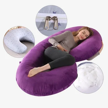 

C-Shape Side Sleeper Pillow Support Pillow Cuddly Pillow Removable Pregnancy Cotton Pillowcase Maternity Body Pillow