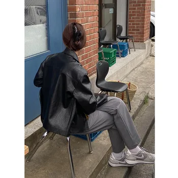 

2020 Early Autumn New Style PU Leather Coat Female Korean-style Loose