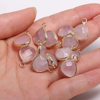 

Natural Stone Faceted Rose Quartzs Pendant Water drop shape Exquisite Charms for Jewelry Making Diy earring necklace accessories