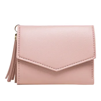 

Fashion Women Tassel Short Wallet Coin Purse Holders Multi-Card Position Clutch Zipper Purse Women Card Package Mini Money Bag