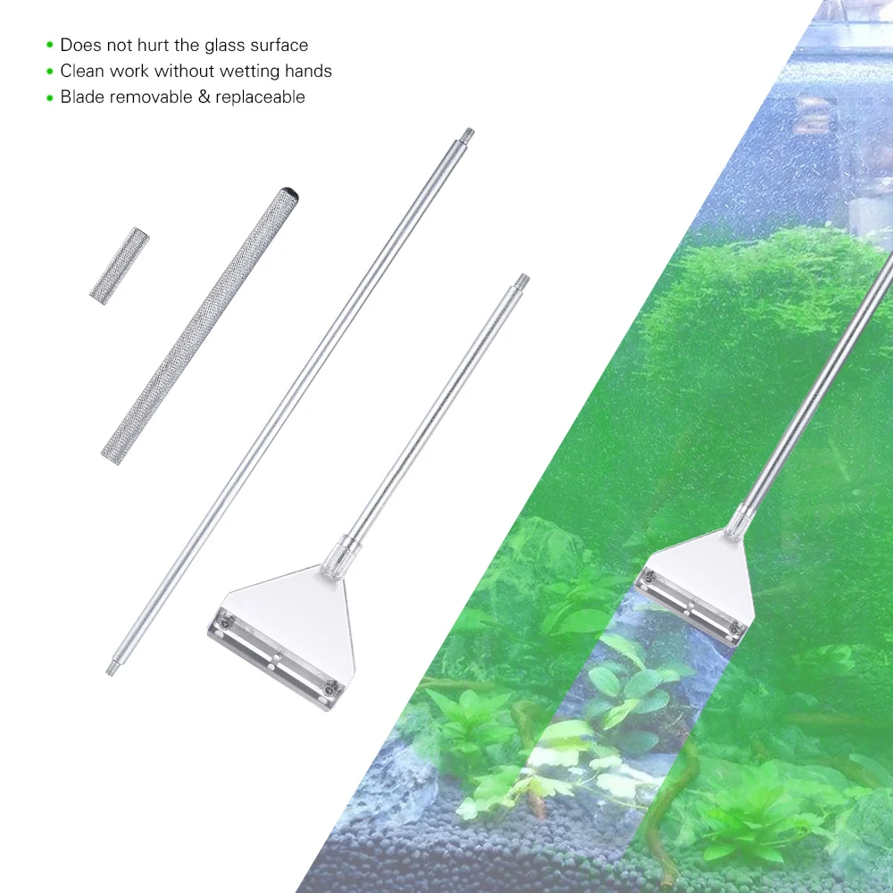 

Aquarium Accessories Glass Aquarium Algae Scraper Fish Tank Cleaner Cleaning Tool Adjustable Size with Alternative Blade