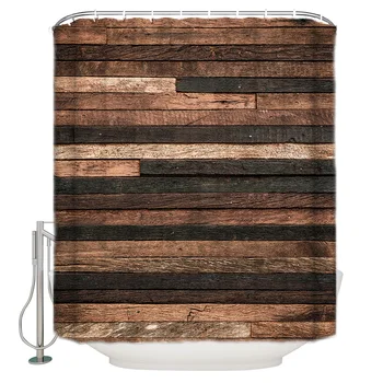 

Printed Wood Grain Shower Curtain Bathroom Decorative Fabric Waterproof Shower Curtain