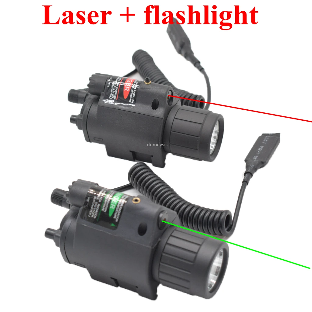 

Combo Pistol Gun Light + Red Green Laser Hunting Gun Weapon Flashlight Tactical Rifle Led Flashlight with Red Laser Sight