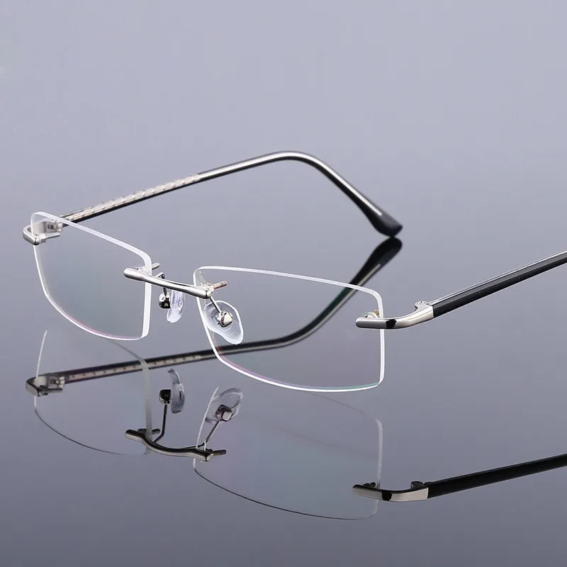 

iboode Ultralight Alloy Rimless Business Glasses Classic Men Women Frameless Clear Lens Eyeglasses Unisex Flat Mirror Spectacle