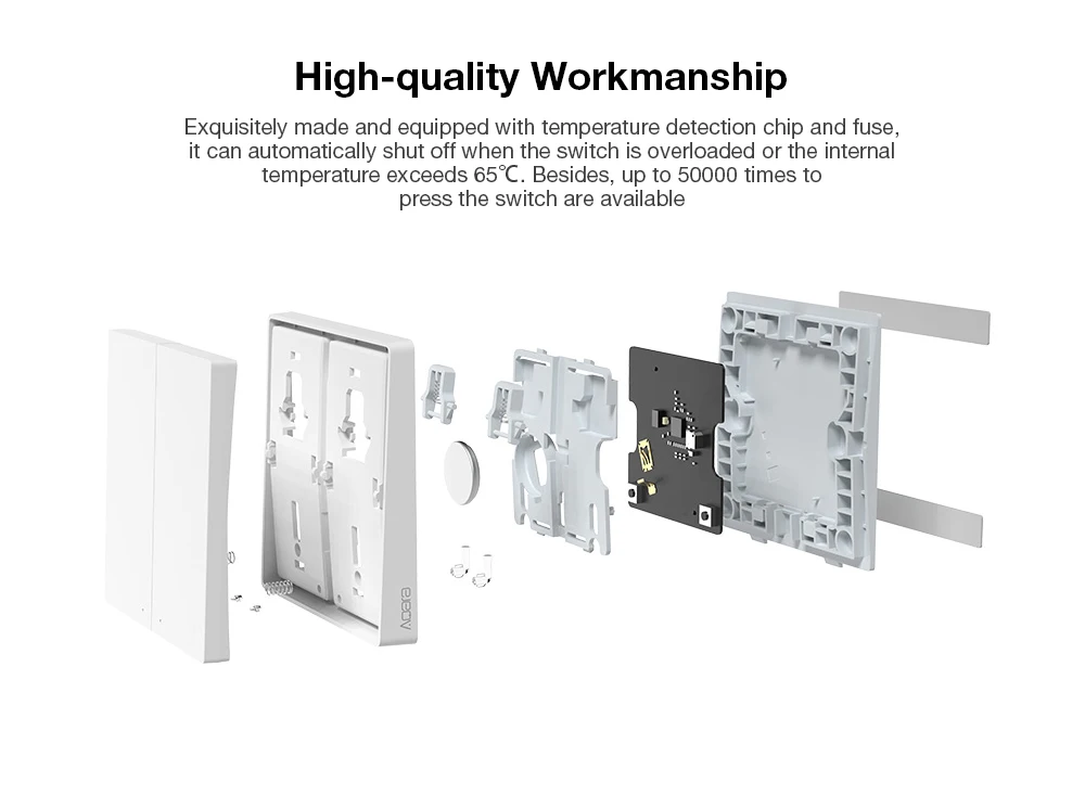 AQara QBKG21LM Wireless Smart Wall Switch 1-gang Design APP / Voice Control Over-heat Protection