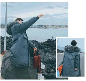 

Women Basic Jacket Warm Female Coat Cotton Women'S Winter Jacket Hoodie Long Parkas Women Fur Collar Warm Female Jacket Coat