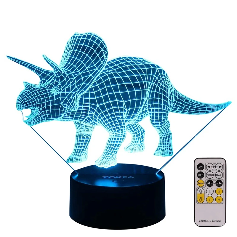 

Promotion! Night Lights for Kids Dinosaur 3D Night Light Bedside Lamp 7 Colors Changing with Remote Control Best Birthday Gifts