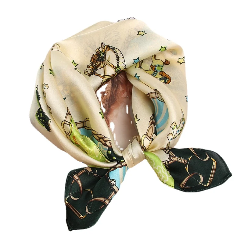 

YHXFJ5353C High-grade Small Square Women Joker Fashion Spring and Autumn Thin Silk Scarves