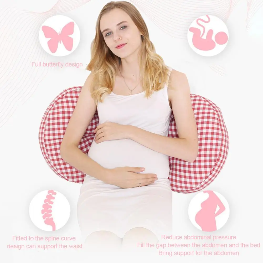 Multi-function U Shape Pregnant Women Pillow Belly Support Side Sleepers Plaid Pregnancy Body Pillows For Maternity