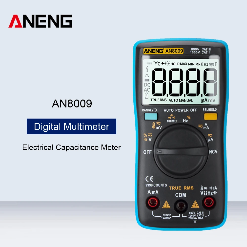 ANENG AN8009 Автоматический диапазон цифровой мультиметр-Транзистор тестер Конденсатор Тестер автомобильный измеритель электрической емкости Temp диод