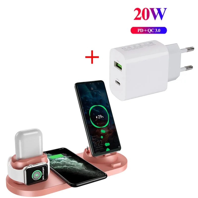 apple wireless charger Wireless Chargers 3 in 1 Fast Wireless Charger Charging Station For Apple Watch 10W 6 In 1 AirPods pro iPhone 12 11 Dock Station fast wireless charger Wireless Chargers